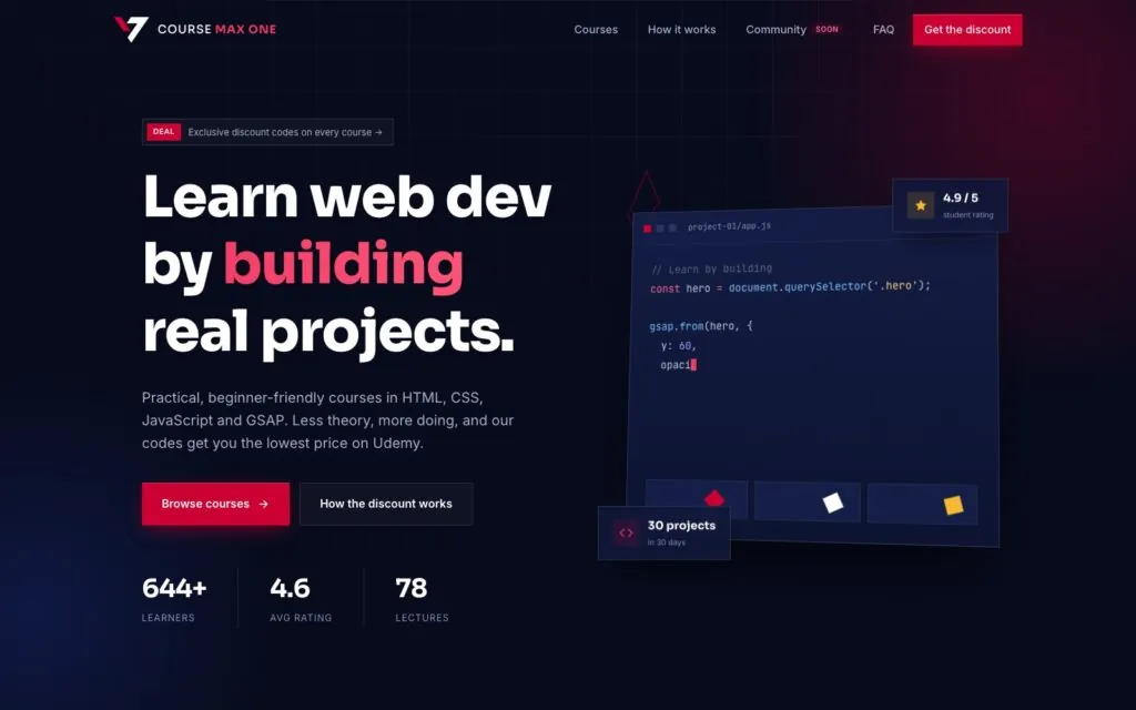 Course Max One – E-Learning Website website case study