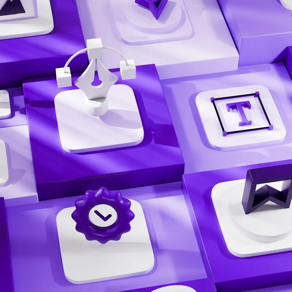 Purple 3D app icons